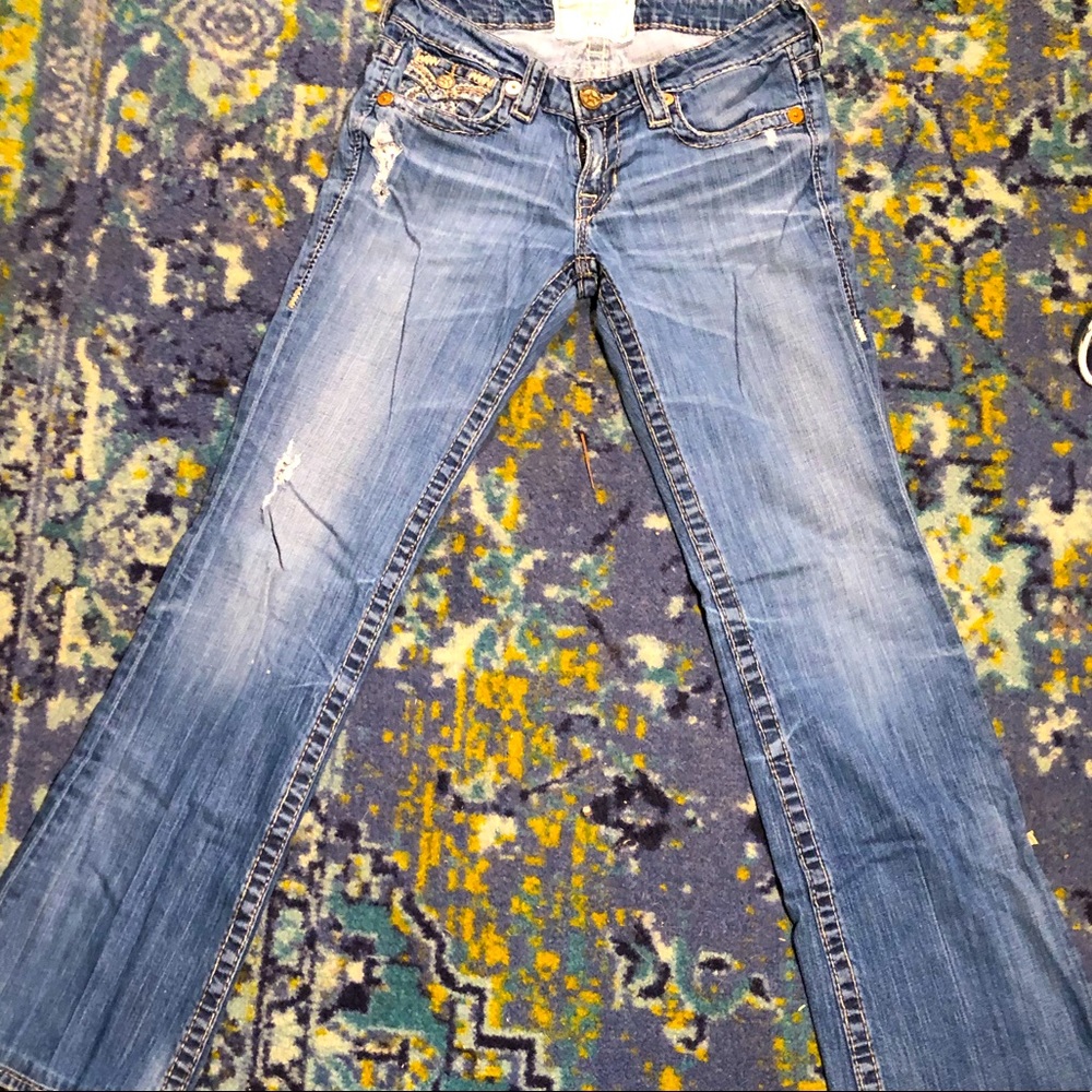 Big Star distressed mid rise bootcut Jean size 27L medium wash